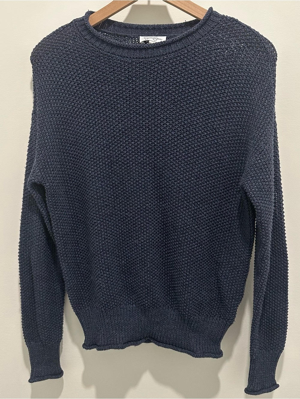 Jessica Simpson Navy Textured Crewneck Sweater